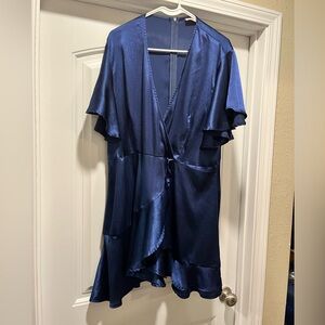 Showpo Midnight Blue Satin Dress 16